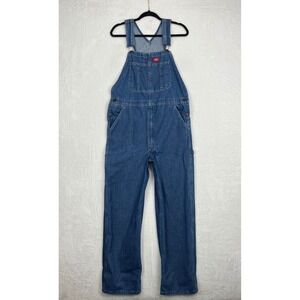 Dickies Denim Bib Overalls Men's Blue Cotton Size 32x32 Workwear Carpenter